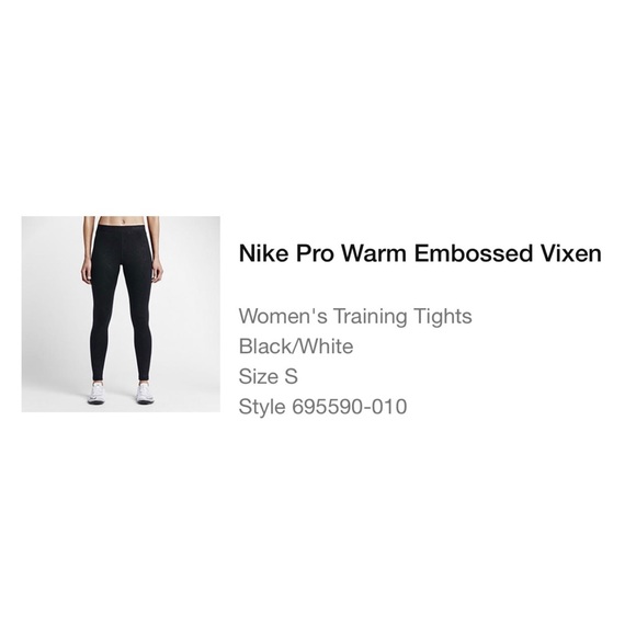 NWOT - Nike Pro Warm Embossed Vixen Training Tights in Black - Picture 8 of 8